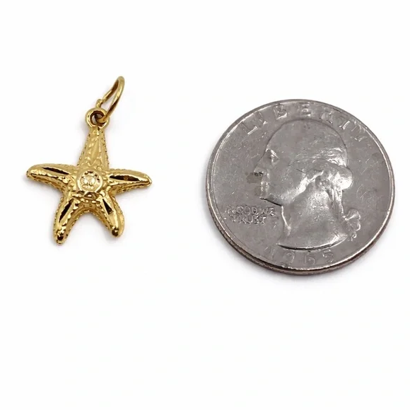14K Gold Starfish Charm Pendant (0.78g) Nautical - Picture 3 of 4